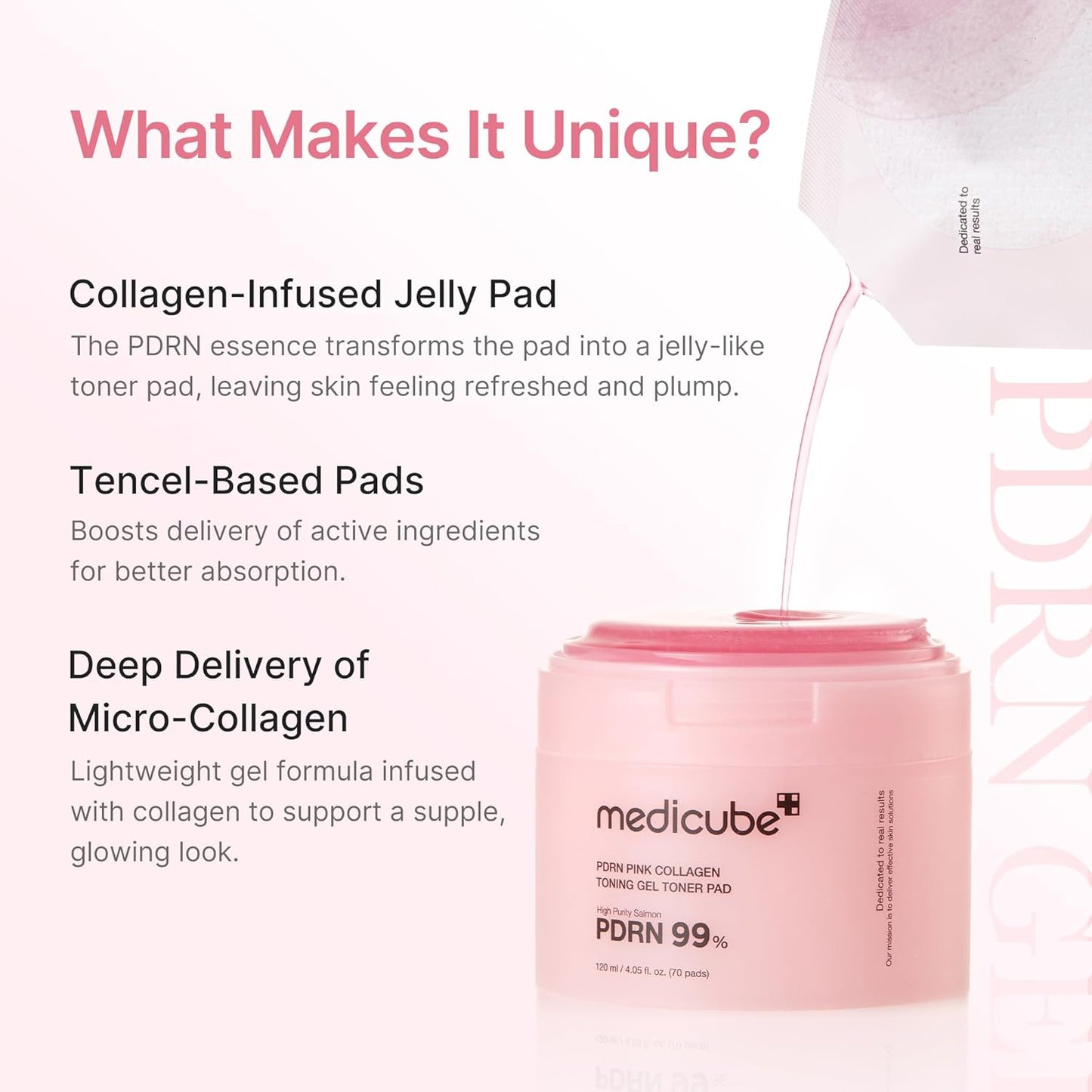 Medicube PDRN Pink Collagen Toning Gel Toner Pad 70ea