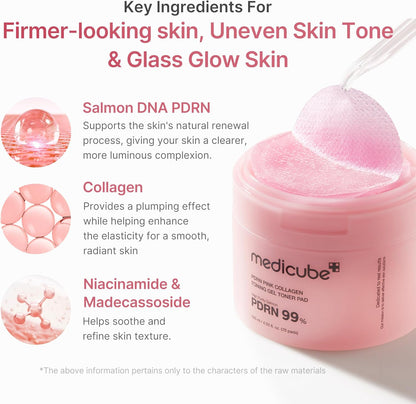 Medicube PDRN Pink Collagen Toning Gel Toner Pad 70ea