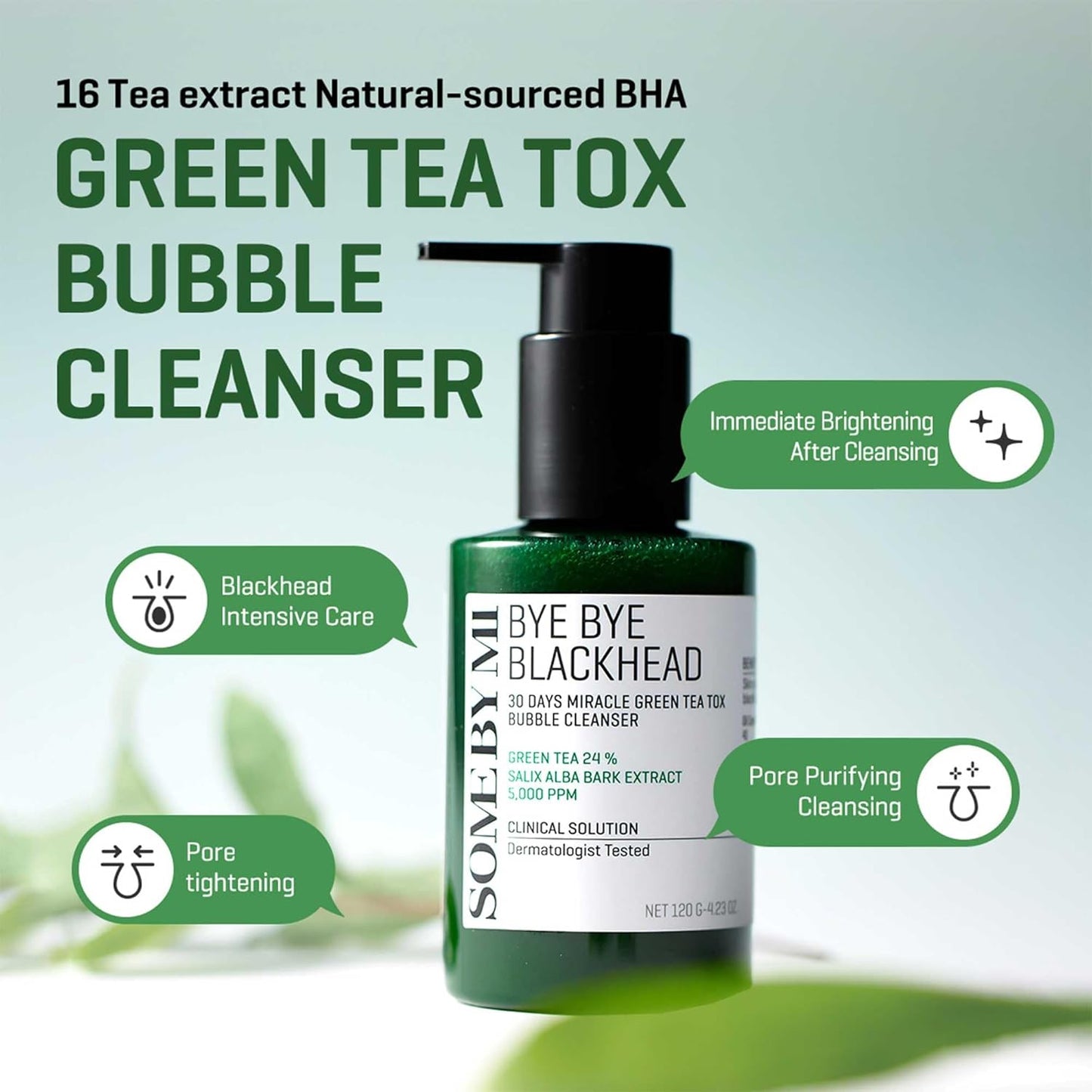 Somebymi Bye bye blackhead 30 days miracle green tea tox bubble cleanser 120g