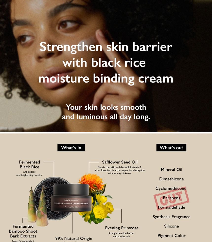 HaruHaru Wonder Black Rice 10 Hyaluronic Cream Unscented 50ml